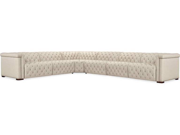 norrwood Hooker Furniture Living Room Savion Deux 6 Seat Sectional with Four Power Recliners and Seven Power Headrests SS435-6PC4-414 at Norwood Furniture