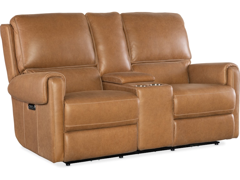 norrwood Hooker Furniture Living Room Somers Power Console Loveseat w/Power Headrest SS718-PHZC2-080 at Norwood Furniture