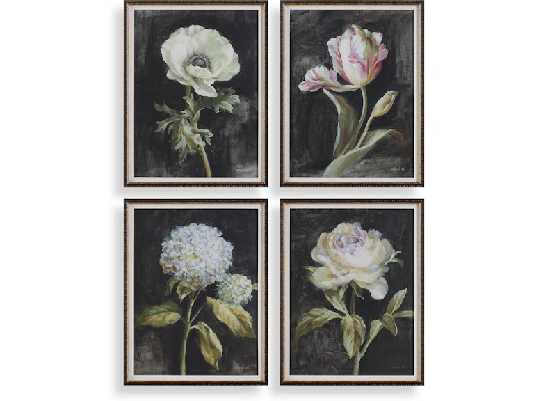 norrwood Uttermost Art Florals On Black Framed Prints Set/4 32426 at Norwood Furniture