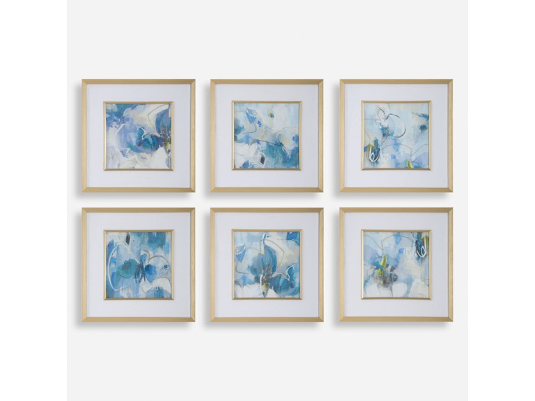 norrwood Uttermost Art Fresh Start Blue Abstract Prints Set/6 32354 at Norwood Furniture