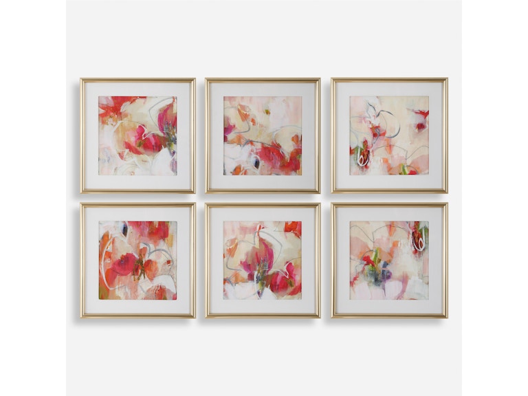norrwood Uttermost Art Fresh Start Red Abstract Prints Set/6 32340 at Norwood Furniture