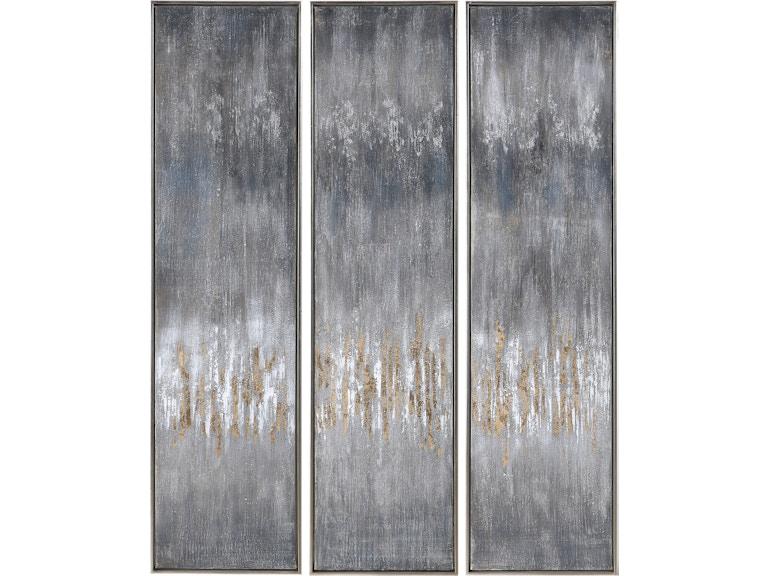 norrwood Uttermost Art Gray Showers Hand Painted Canvases Set/3 51304 at Norwood Furniture