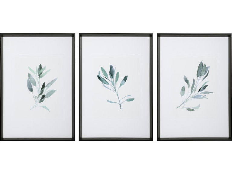 norrwood Uttermost Art Simple Sage Watercolor Prints Set/3 33723 at Norwood Furniture