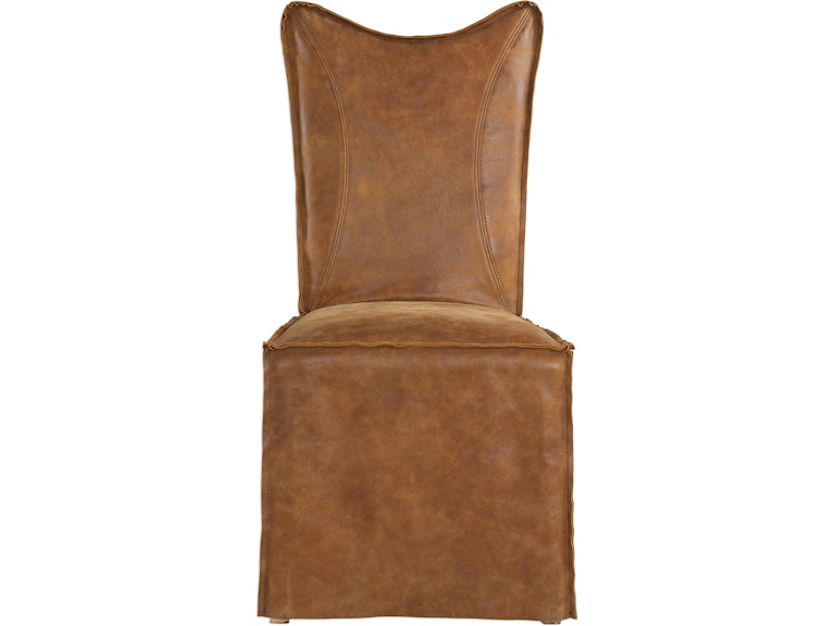 norrwood Uttermost Casual Dining Delroy Armless Chairs Cognac Set Of 2 23447-2 at Norwood Furniture