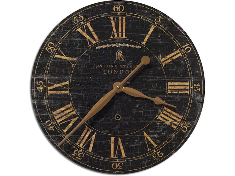 norrwood Uttermost Clocks Bond Street 18" Black Wall Clock 06029 at Norwood Furniture