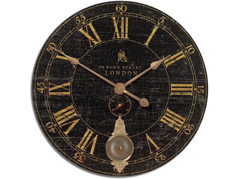 norrwood Uttermost Clocks Bond Street 30" Black Wall Clock 06030 at Norwood Furniture