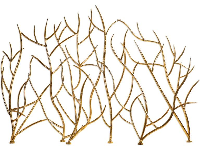 norrwood Uttermost Fireplace Gold Branches Decorative Fireplace Screen 18796 at Norwood Furniture