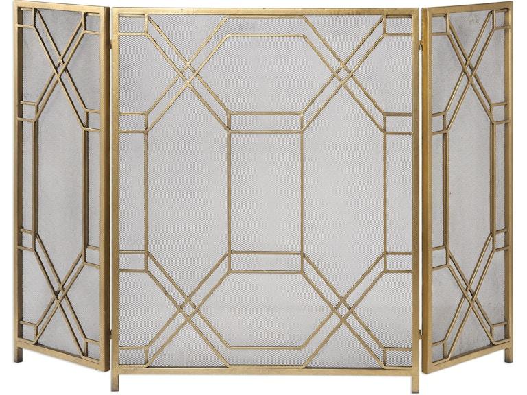 norrwood Uttermost Fireplace Rosen Gold Fireplace Screen 18707 at Norwood Furniture