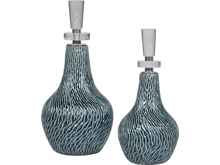 norrwood Uttermost Home Accents Almera Dark Teal Bottles Set/2 17842 at Norwood Furniture