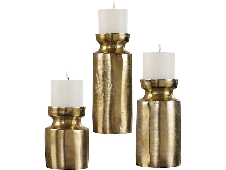 norrwood Uttermost Home Accents Amina Antique Brass Candleholders Set/3 18958 at Norwood Furniture