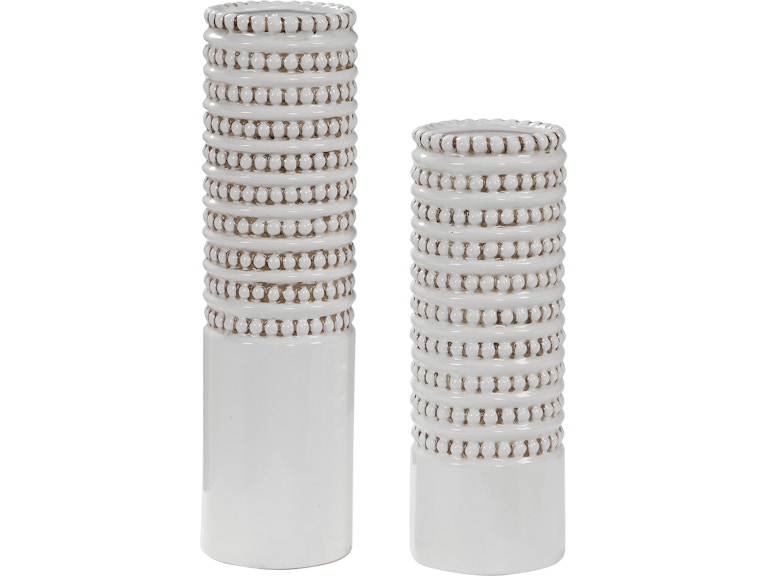 norrwood Uttermost Home Accents Angelou White Vases Set/2 17570 at Norwood Furniture