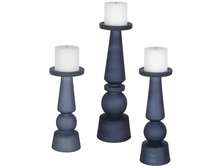 norrwood Uttermost Home Accents Cassiopeia Blue Glass Candleholders Set/3 17779 at Norwood Furniture norrwood Uttermost Home Accents Cassiopeia Blue Glass Candleholders Set/3 17779 at Norwood Furniture
