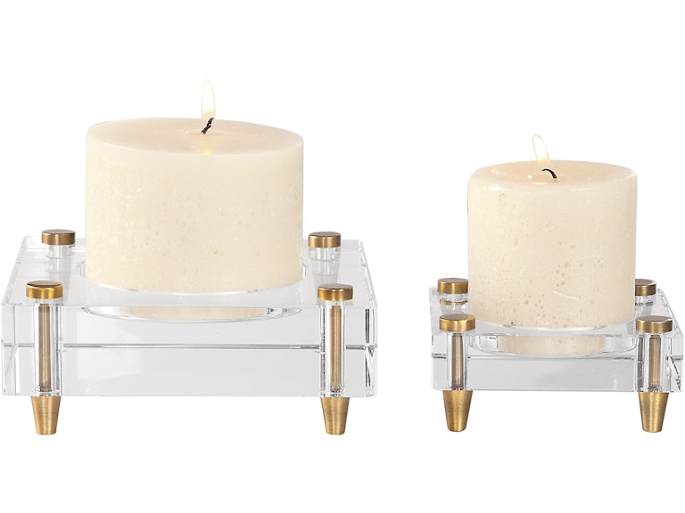 norrwood Uttermost Home Accents Claire Crystal Block Candleholders Set/2 18643 at Norwood Furniture