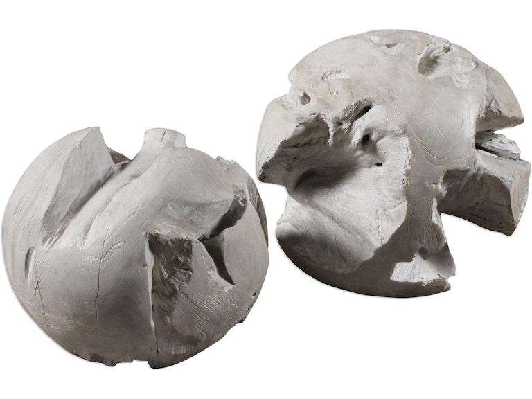 norrwood Uttermost Home Accents Ermanno Teak Balls Set/2 20107 at Norwood Furniture