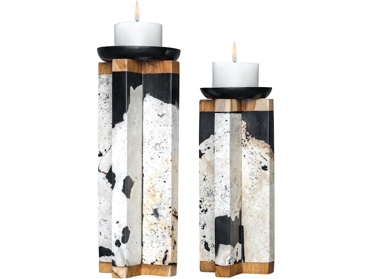 norrwood Uttermost Home Accents Illini Stone Candleholders Set/2 17746 at Norwood Furniture