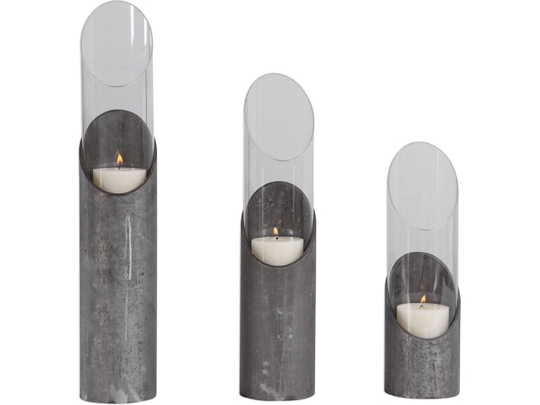 norrwood Uttermost Home Accents Karter Iron and Glass Candleholders Set/3 17518 at Norwood Furniture norrwood Uttermost Home Accents Karter Iron and Glass Candleholders Set/3 17518 at Norwood Furniture