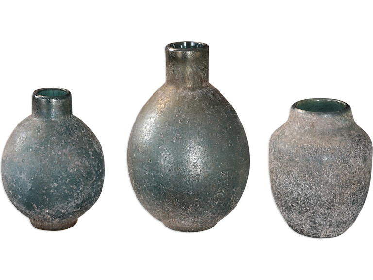 norrwood Uttermost Home Accents Mercede Weathered Blue-Green Vases Set/3 18844 at Norwood Furniture