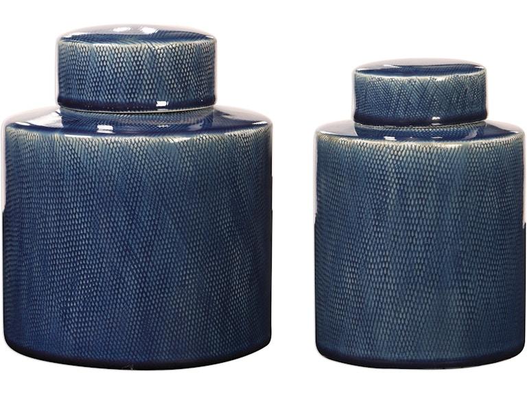 norrwood Uttermost Home Accents Saniya Blue Containers Set/2 18989 at Norwood Furniture