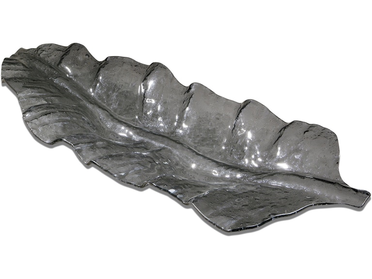 norrwood Uttermost Home Accents Smoked Leaf Glass Tray 19862 at Norwood Furniture
