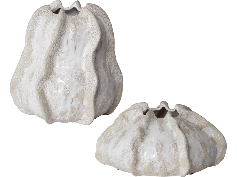 norrwood Uttermost Home Accents Urchin Textured Ivory Vases Set/2 17973 at Norwood Furniture