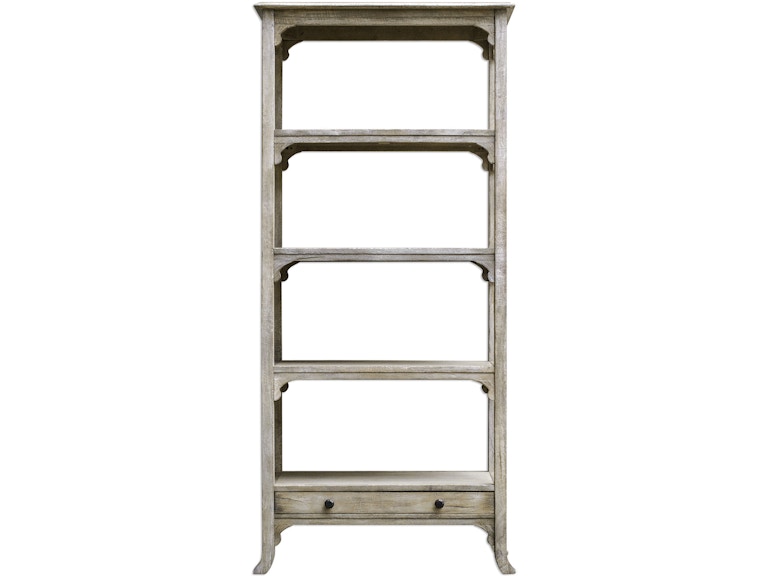 norrwood Uttermost Living Room Bridgely Aged White Etagere 25661 at Norwood Furniture