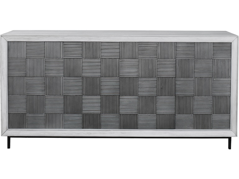 norrwood Uttermost Living Room Checkerboard 4 Door Gray Cabinet 25489 at Norwood Furniture
