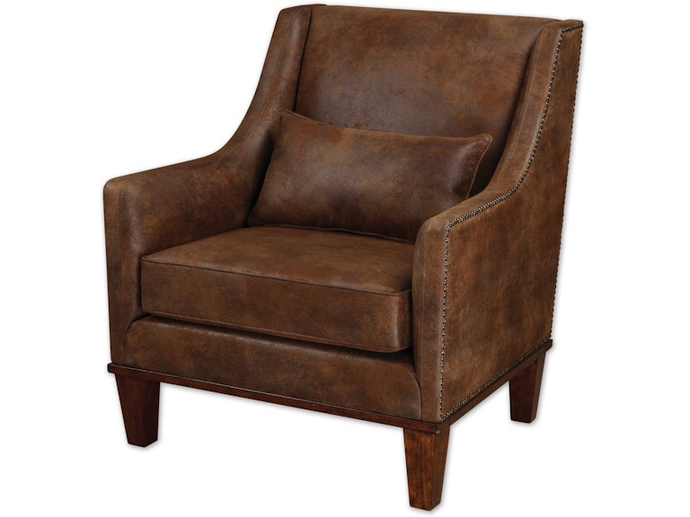 norrwood Uttermost Living Room Clay Leather Armchair 23030 at Norwood Furniture