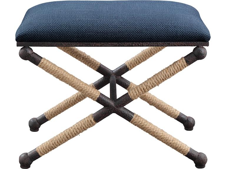 norrwood Uttermost Living Room Firth Small Navy Fabric Bench 23598 at Norwood Furniture