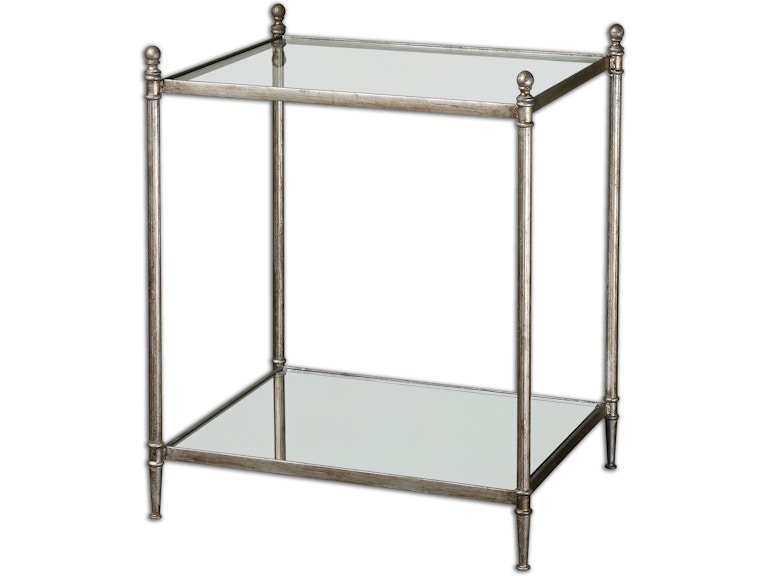 norrwood Uttermost Living Room Gannon Mirrored Glass End Table 24282 at Norwood Furniture