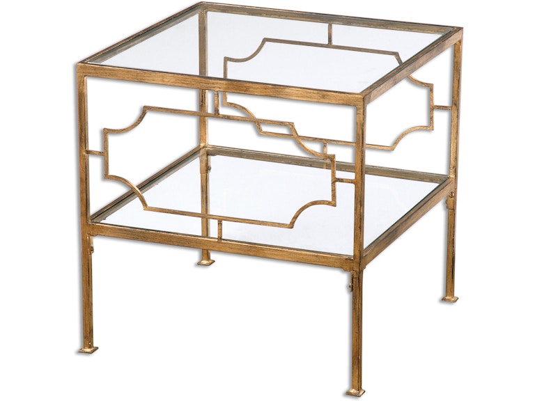 norrwood Uttermost Living Room Genell Gold Cube Table 24477 at Norwood Furniture