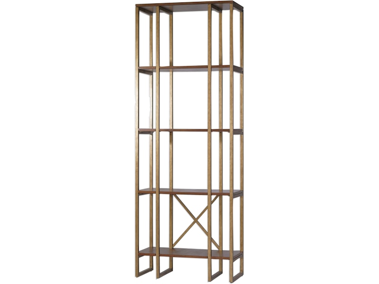 norrwood Uttermost Living Room Karishma Antique Gold Etagere 25347 at Norwood Furniture