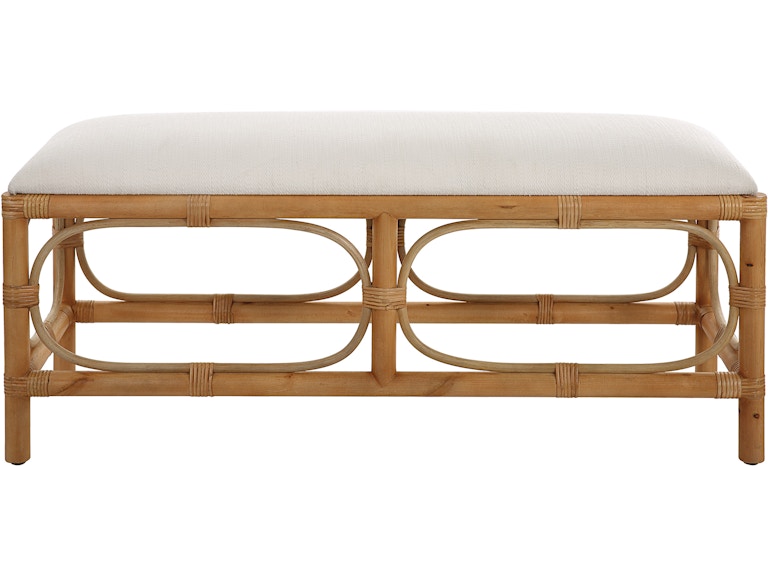 norrwood Uttermost Living Room Laguna White Fabric Rattan Bench 23755 at Norwood Furniture
