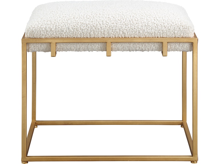 norrwood Uttermost Living Room Paradox Small Gold and White Shearling Bench 23663 at Norwood Furniture