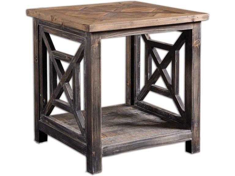 norrwood Uttermost Living Room Spiro Reclaimed Wood End Table 24263 at Norwood Furniture