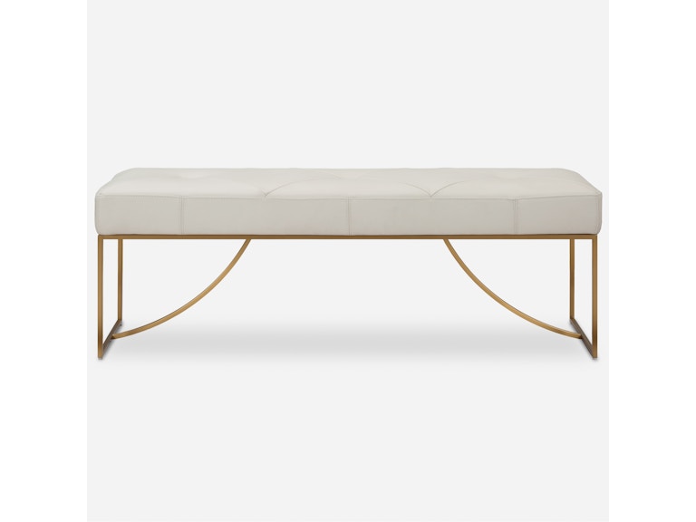 norrwood Uttermost Living Room Swale Ivory Leather Bench 23843 at Norwood Furniture