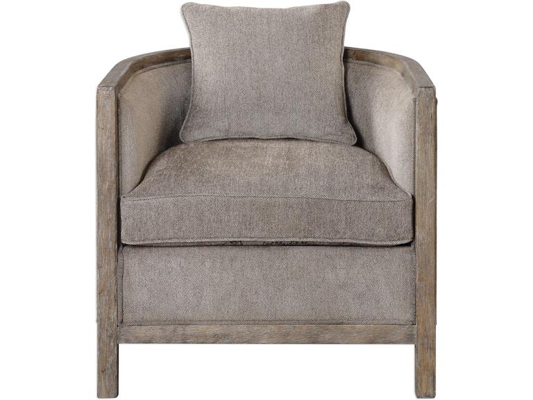 norrwood Uttermost Living Room Viaggio Gray Chenille Accent Chair 23359 at Norwood Furniture