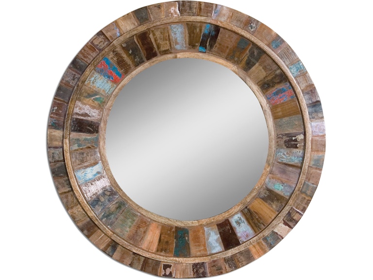 norrwood Uttermost Mirrors Jeremiah Round Wood Mirror 04017 at Norwood Furniture