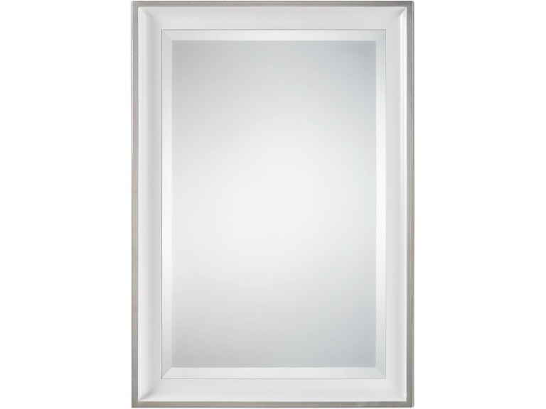 norrwood Uttermost Mirrors Lahvahn White Silver Mirror 09081 at Norwood Furniture