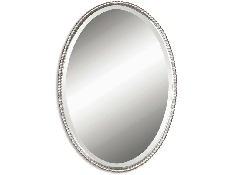 norrwood Uttermost Mirrors Sherise Brushed Nickel Oval Mirror 01102 B at Norwood Furniture