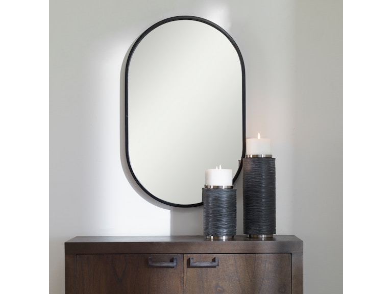 norrwood Uttermost Mirrors Varina Minimalist Black Oval Mirror 09735 at Norwood Furniture