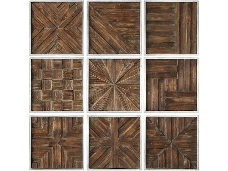 norrwood Uttermost Wall Decor Bryndle Rustic Wooden Squares Set/9 04115 at Norwood Furniture