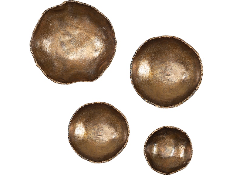 norrwood Uttermost Wall Decor Lucky Coins Brass Wall Bowls Set/4 04299 at Norwood Furniture