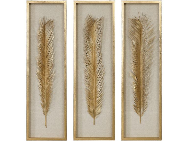 norrwood Uttermost Wall Decor Palma Gold Leaf Shadow Box Set/3 04176 at Norwood Furniture