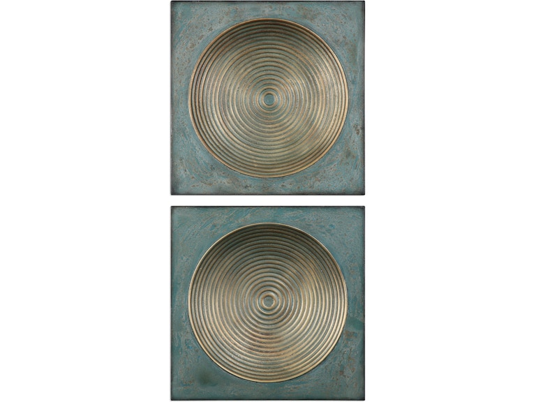 norrwood Uttermost Wall Decor Sybil Antique Gold Squares Set/2 04106 at Norwood Furniture