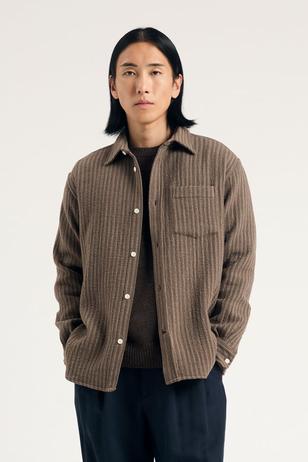 norse projects Ole Oversized Wool Stripe Shirt