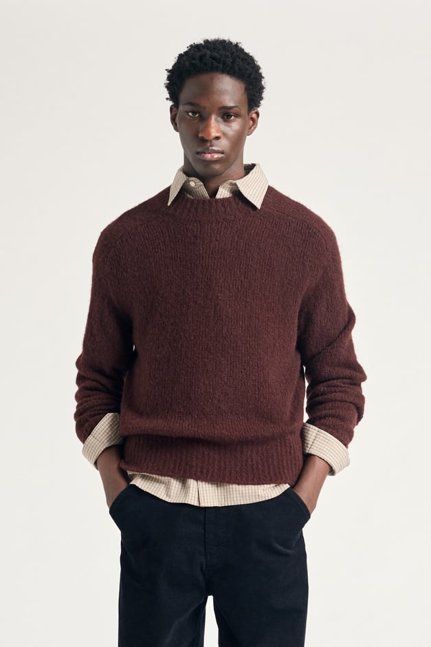 norse projects Rasmus Mock Neck Relaxed Brushed Sweater
