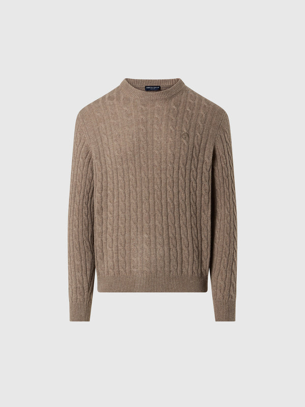 north sails Cable-knit crew-neck sweater FOSSIL MELANGE