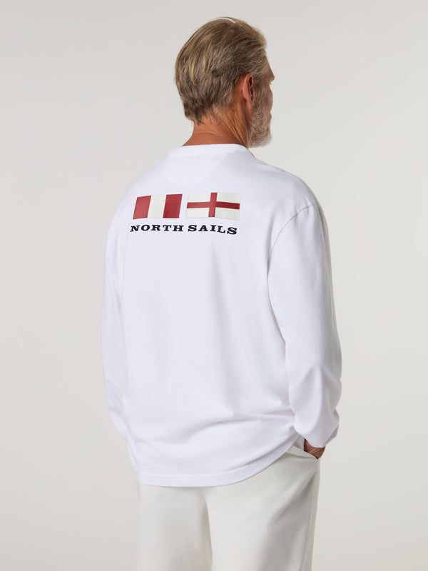 North Sails Cap Sud - Est Long-sleeved T-shirt With Flag Print WHITE