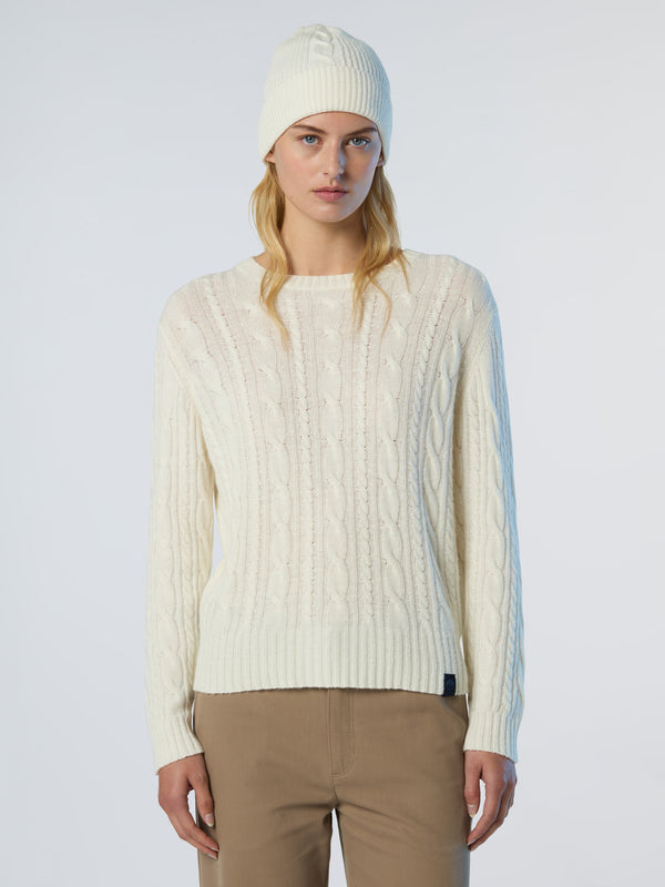 North Sails Crew-neck Cable-knit Sweater MARSHMALLOW