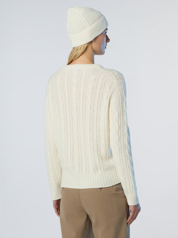North Sails Crew-neck Cable-knit Sweater MARSHMALLOW
